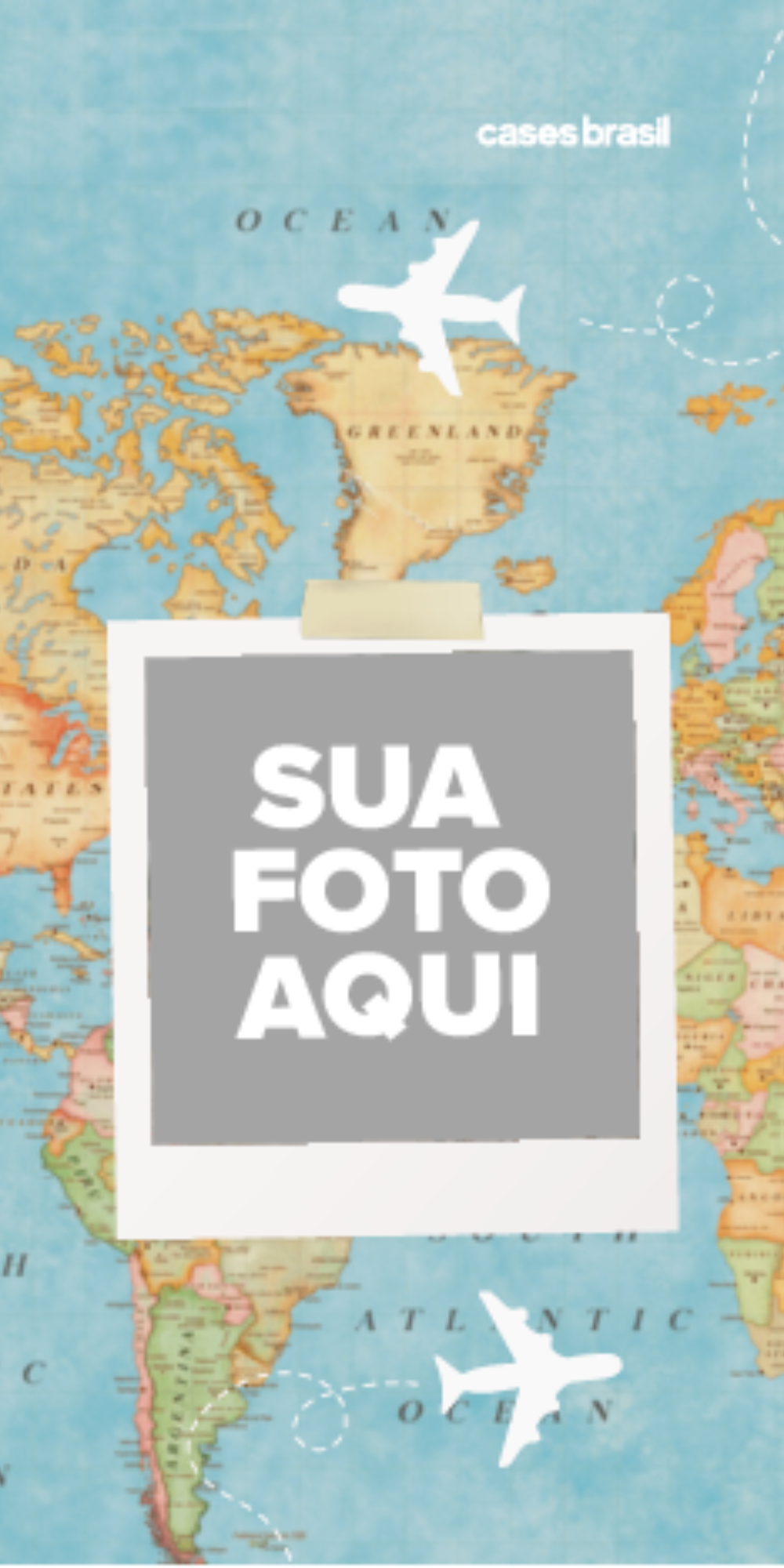 Capinha para Celular Polaroid Mapa Mundi