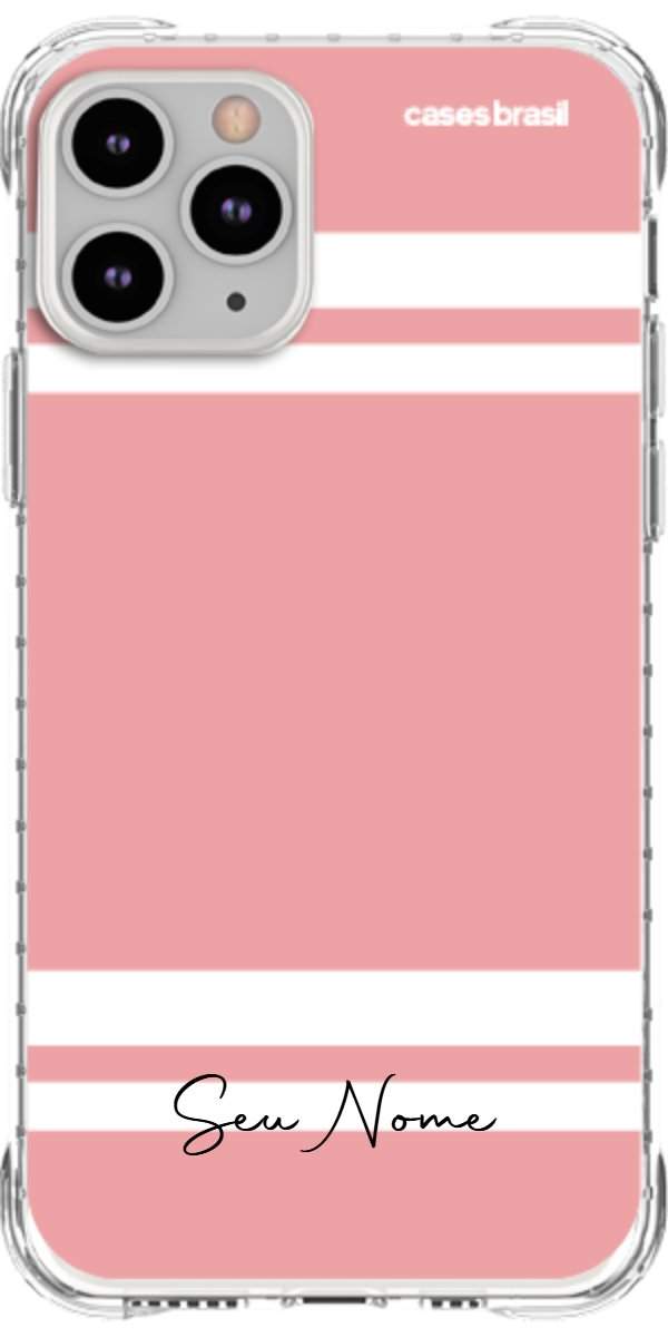 Capinha para Celular Rosa com Faixas Brancas