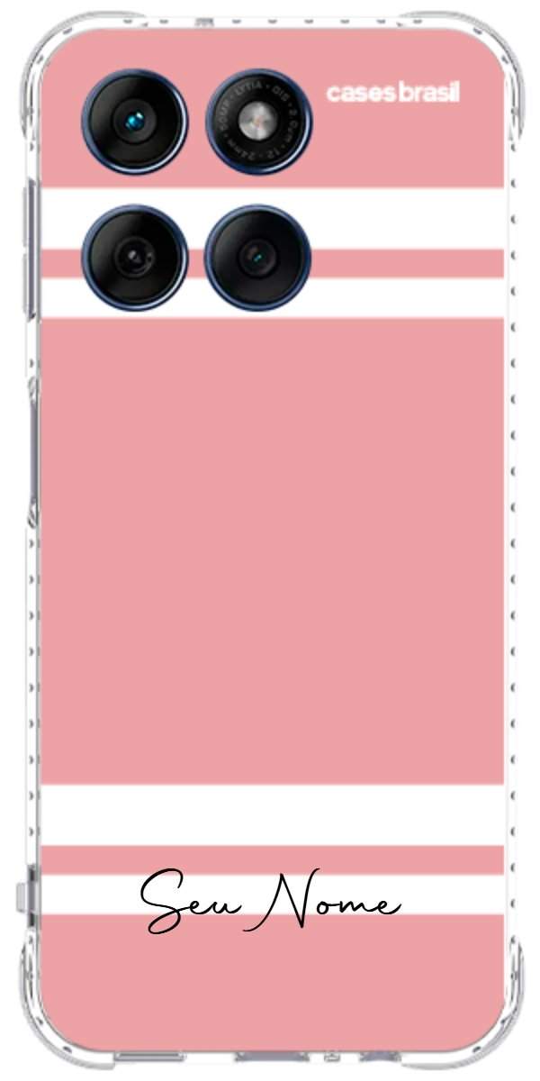 Capinha para Celular Rosa com Faixas Brancas