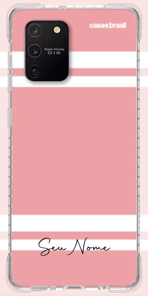 Capinha para Celular Rosa com Faixas Brancas