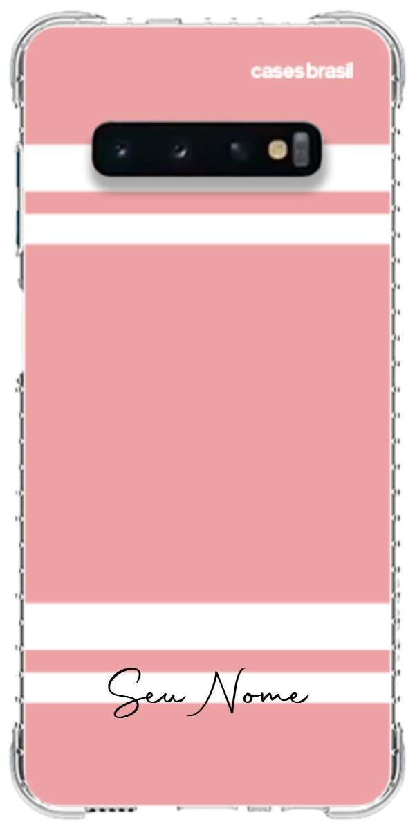 Capinha para Celular Rosa com Faixas Brancas