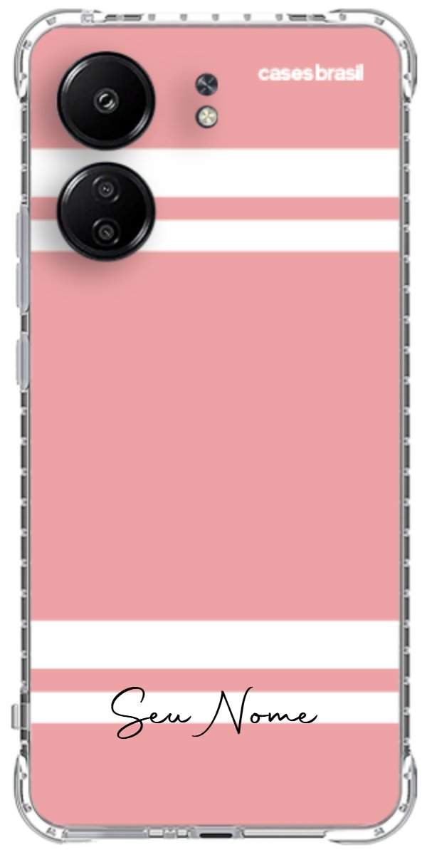 Capinha para Celular Rosa com Faixas Brancas