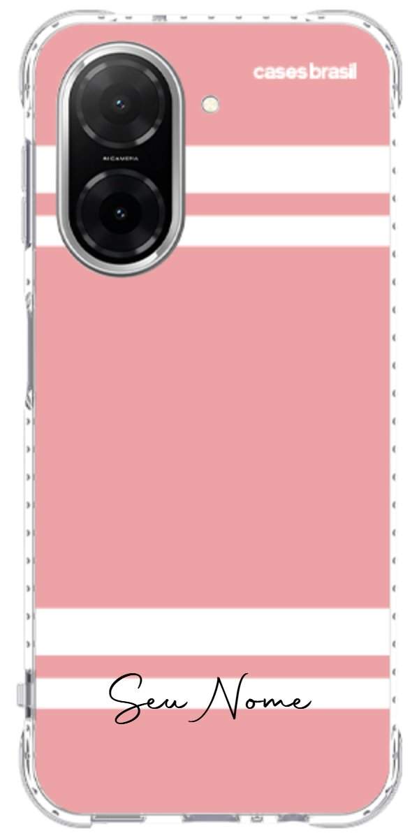 Capinha para Celular Rosa com Faixas Brancas