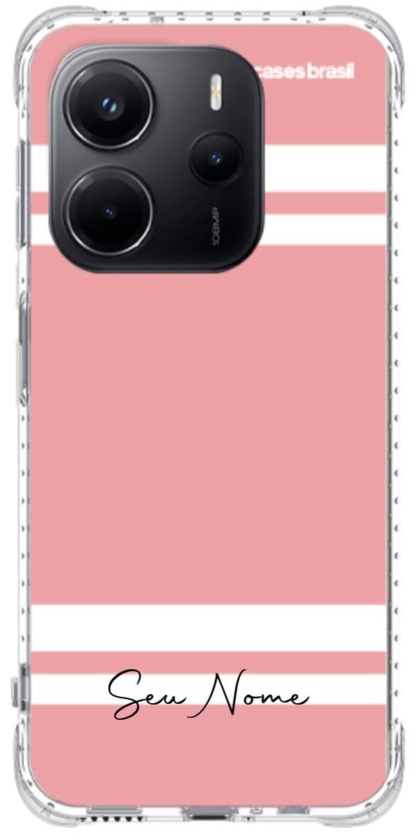 Capinha para Celular Rosa com Faixas Brancas