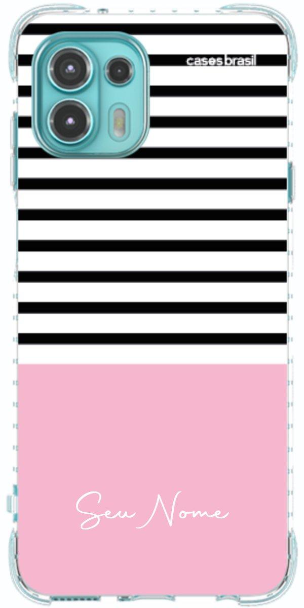 Capinha para Celular Listras Base Rosa