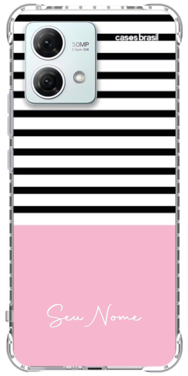Capinha para Celular Listras Base Rosa