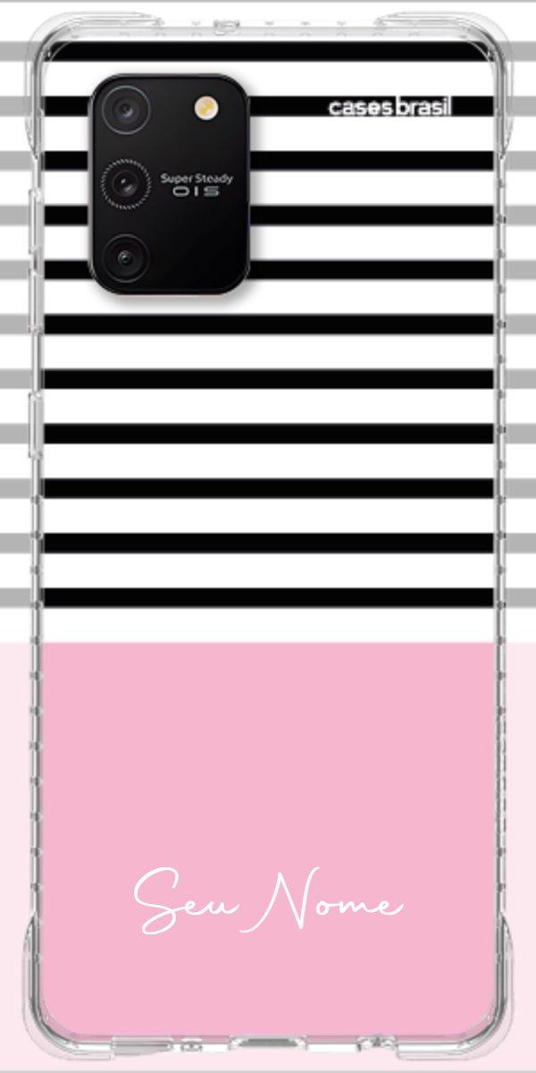 Capinha para Celular Listras Base Rosa