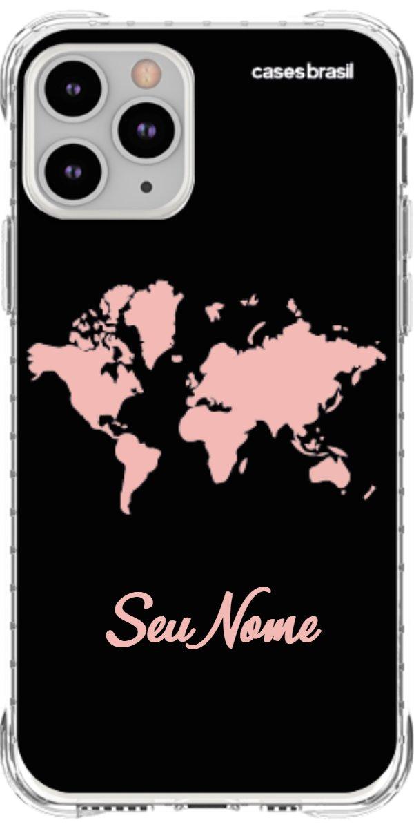 Capinha para Celular Mapa-Múndi Pink Neon