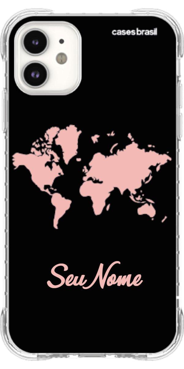 Capinha para Celular Mapa-Múndi Pink Neon
