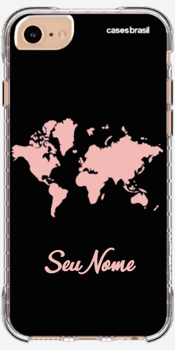 Capinha para Celular Mapa-Múndi Pink Neon