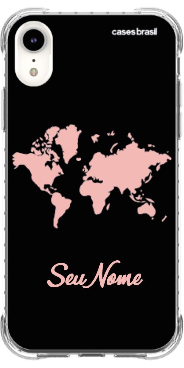 Capinha para Celular Mapa-Múndi Pink Neon