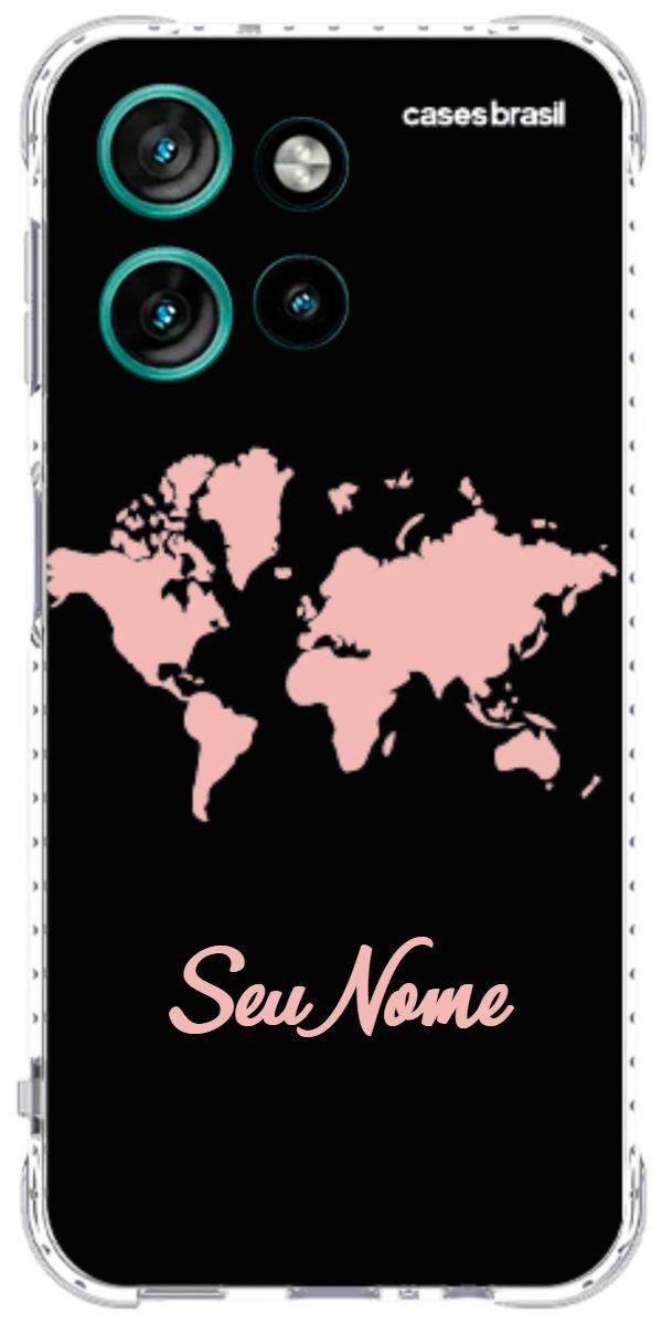 Capinha para Celular Mapa-Múndi Pink Neon