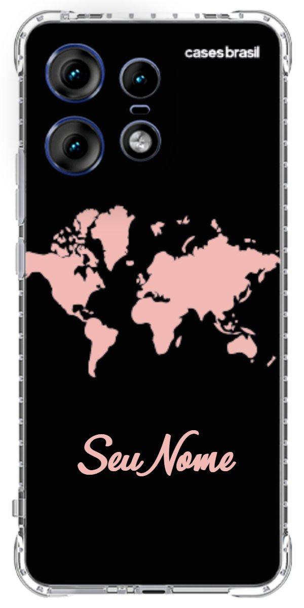 Capinha para Celular Mapa-Múndi Pink Neon
