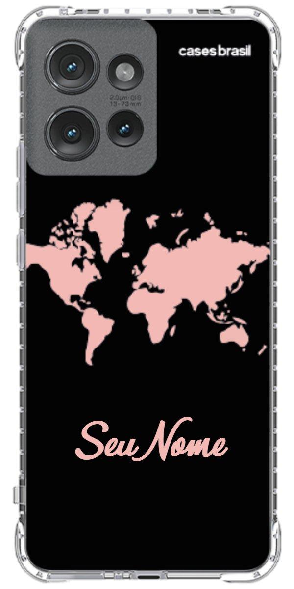 Capinha para Celular Mapa-Múndi Pink Neon