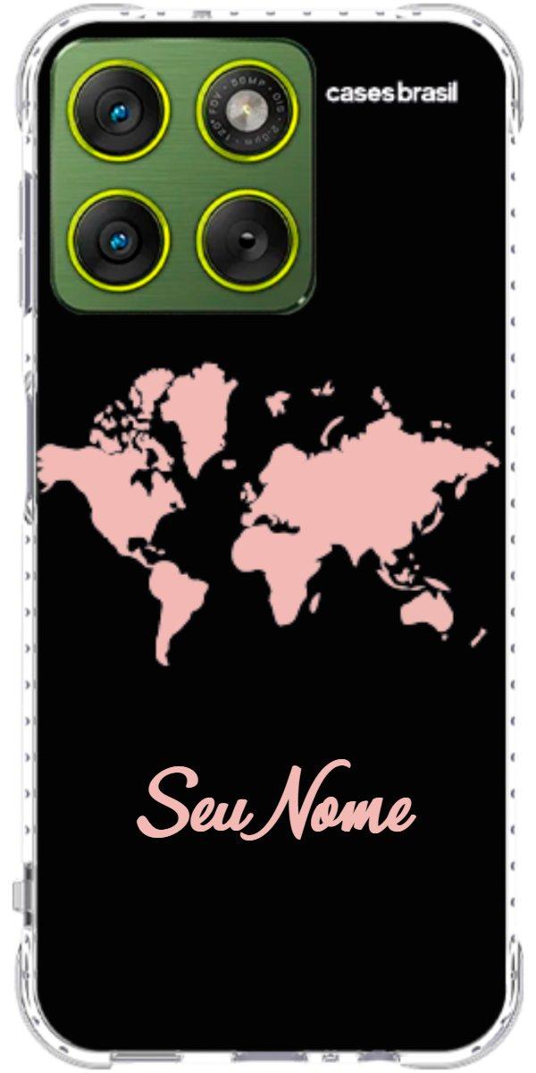 Capinha para Celular Mapa-Múndi Pink Neon