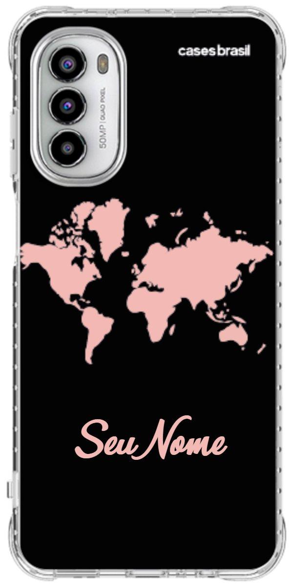 Capinha para Celular Mapa-Múndi Pink Neon