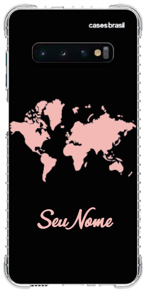 Capinha para Celular Mapa-Múndi Pink Neon