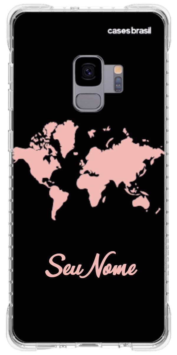 Capinha para Celular Mapa-Múndi Pink Neon