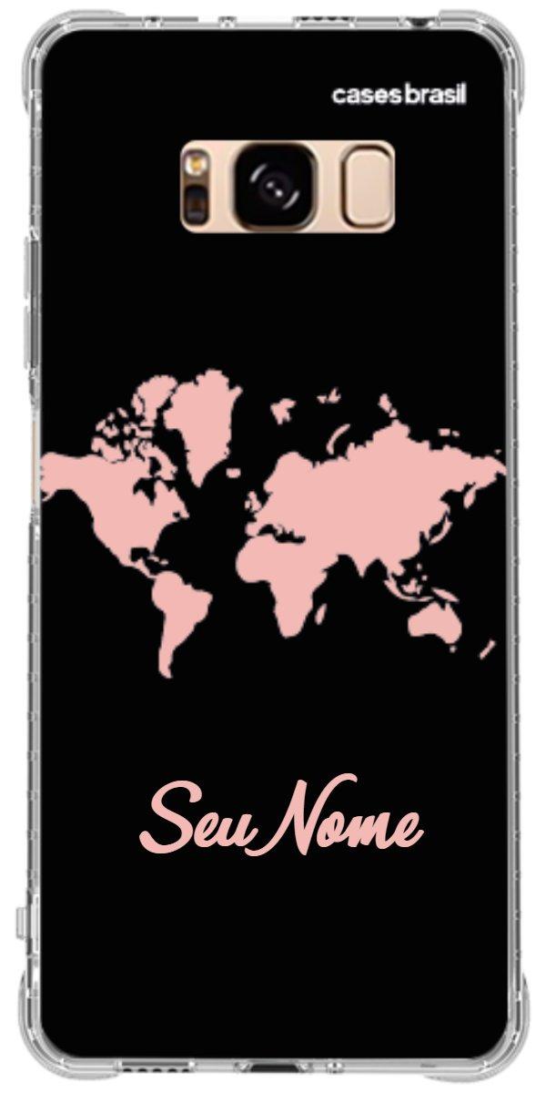 Capinha para Celular Mapa-Múndi Pink Neon