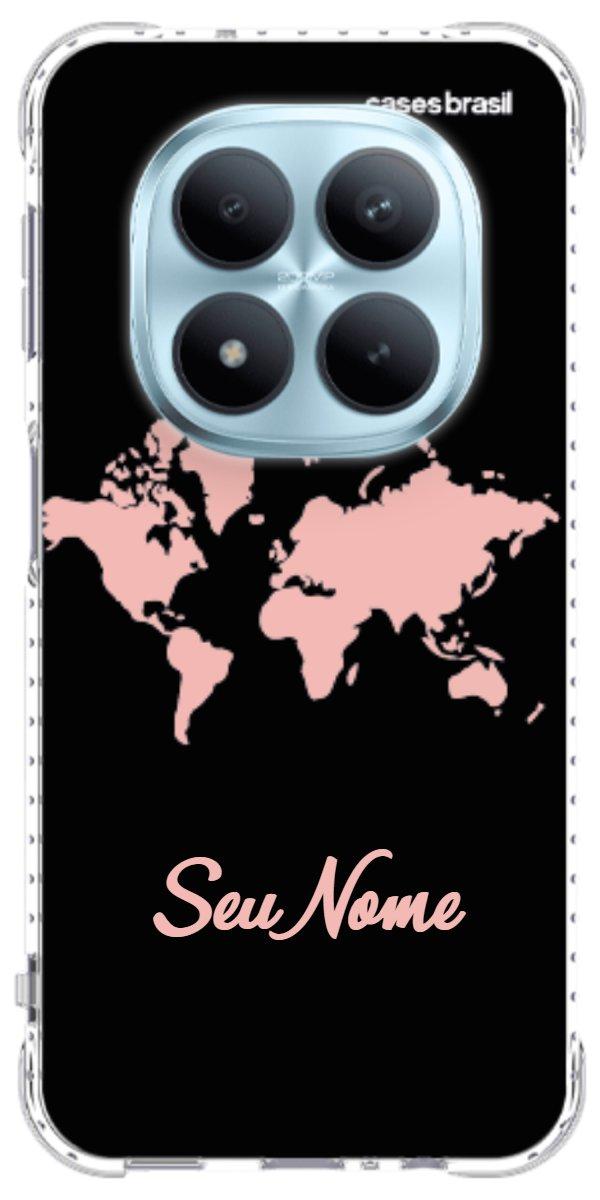 Capinha para Celular Mapa-Múndi Pink Neon