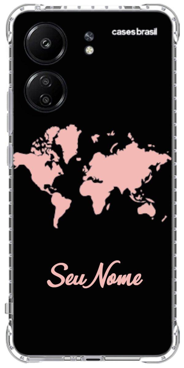 Capinha para Celular Mapa-Múndi Pink Neon