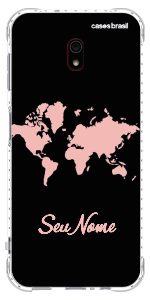 Capinha para Celular Mapa-Múndi Pink Neon