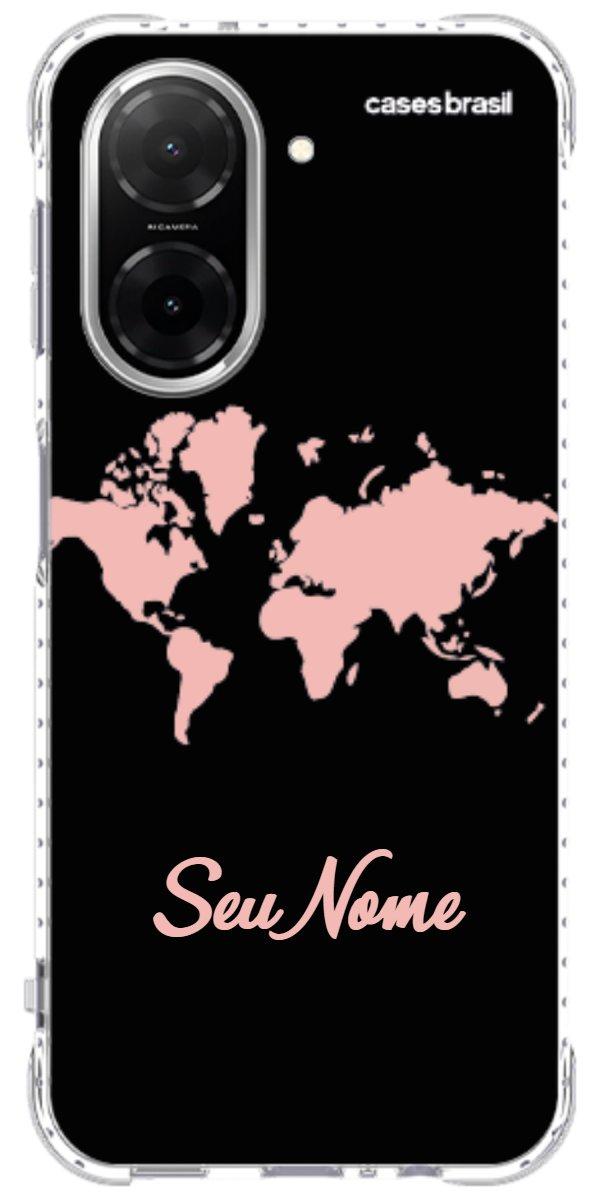 Capinha para Celular Mapa-Múndi Pink Neon