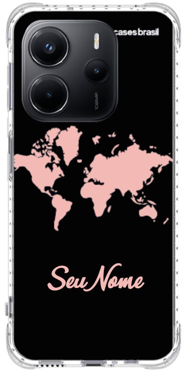 Capinha para Celular Mapa-Múndi Pink Neon