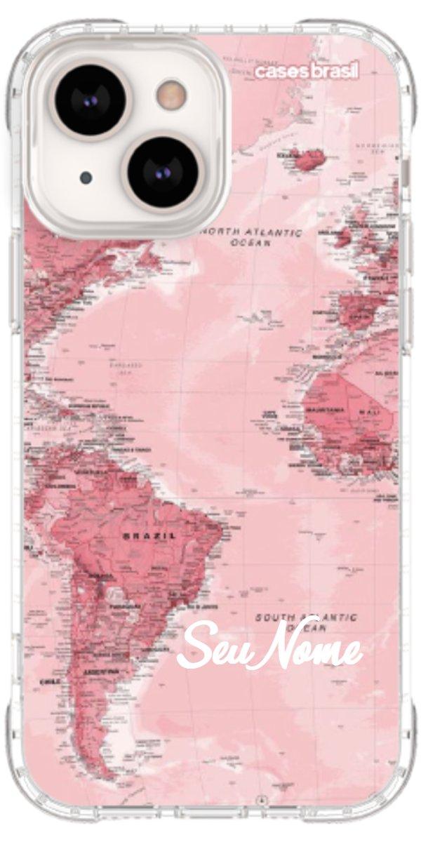Capinha para Celular Mapa-Múndi Aquarela Rose