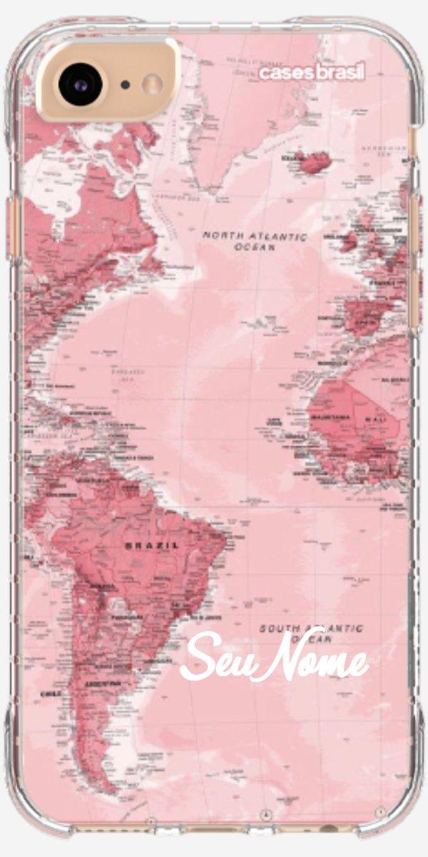 Capinha para Celular Mapa-Múndi Aquarela Rose