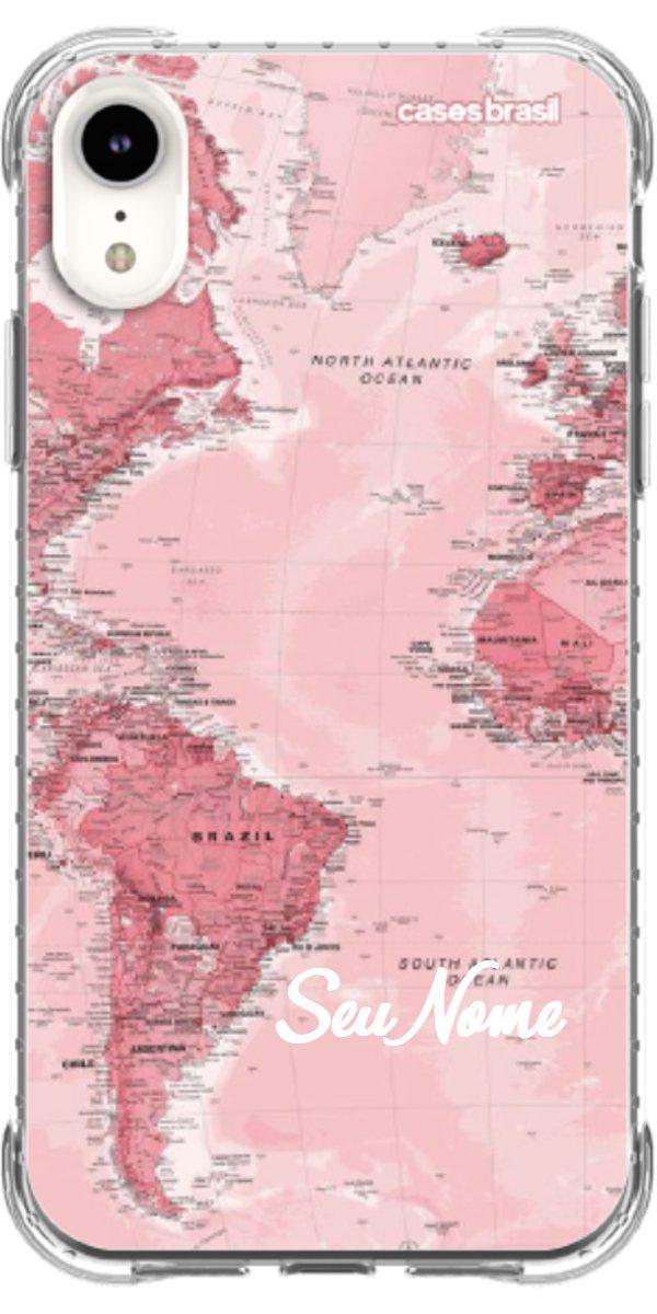 Capinha para Celular Mapa-Múndi Aquarela Rose