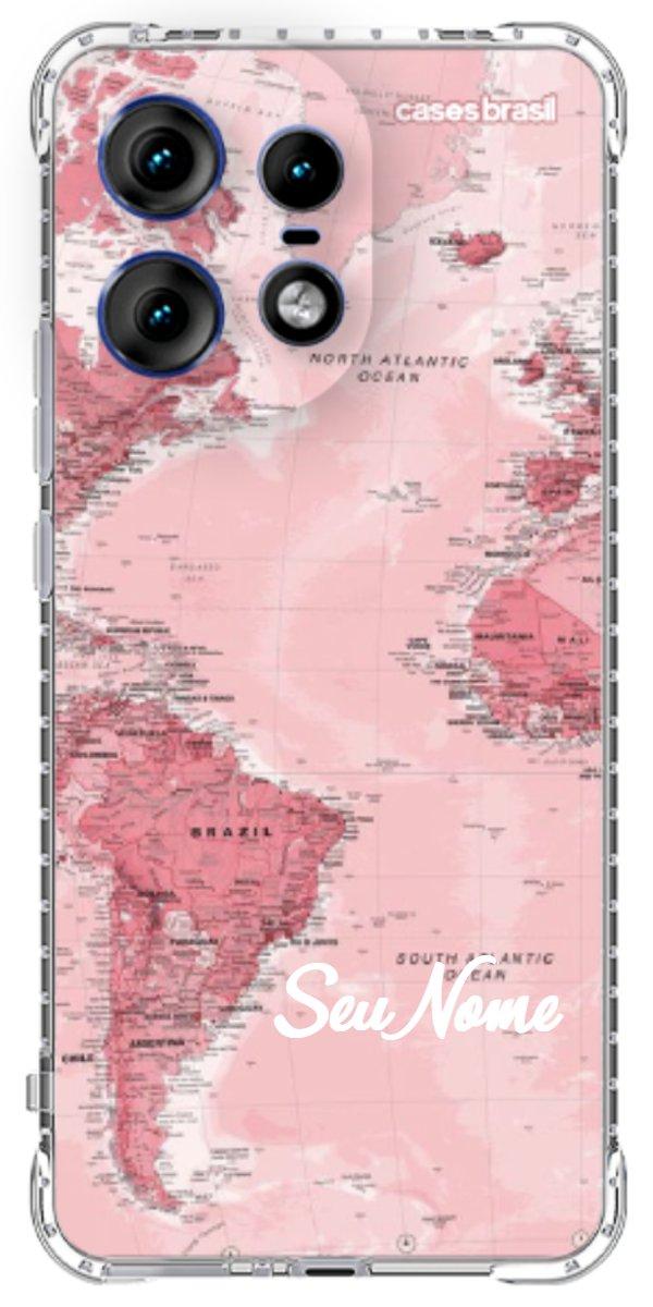 Capinha para Celular Mapa-Múndi Aquarela Rose