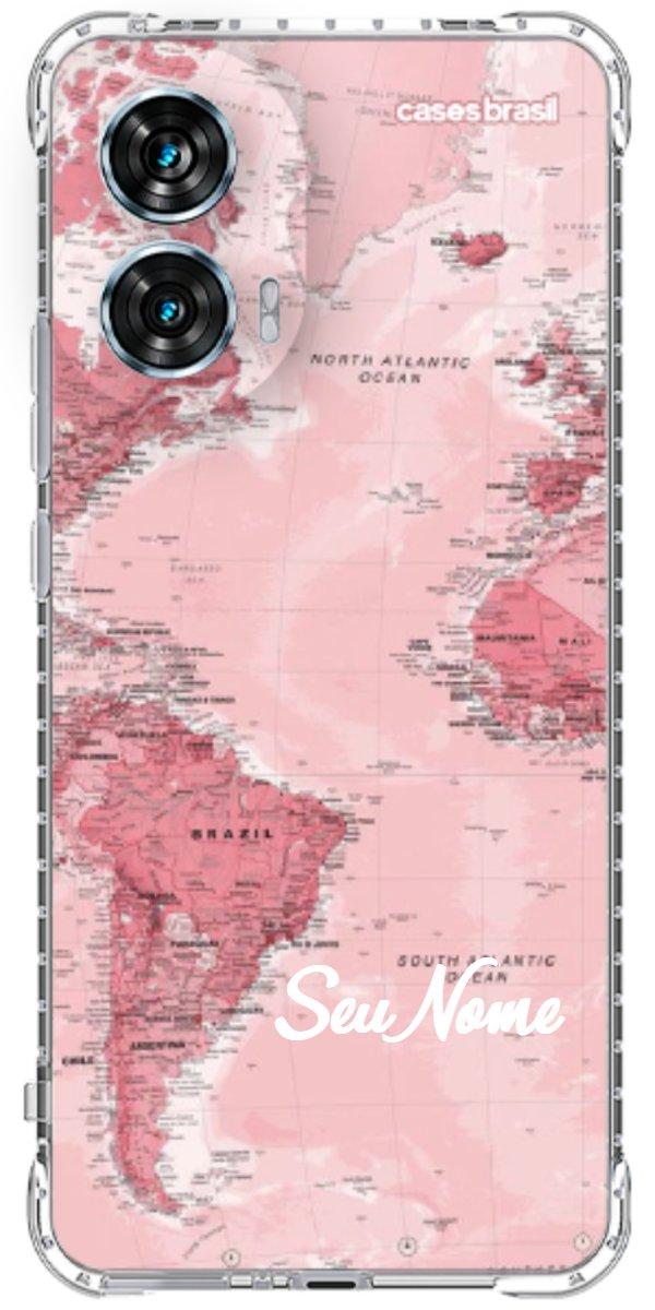 Capinha para Celular Mapa-Múndi Aquarela Rose