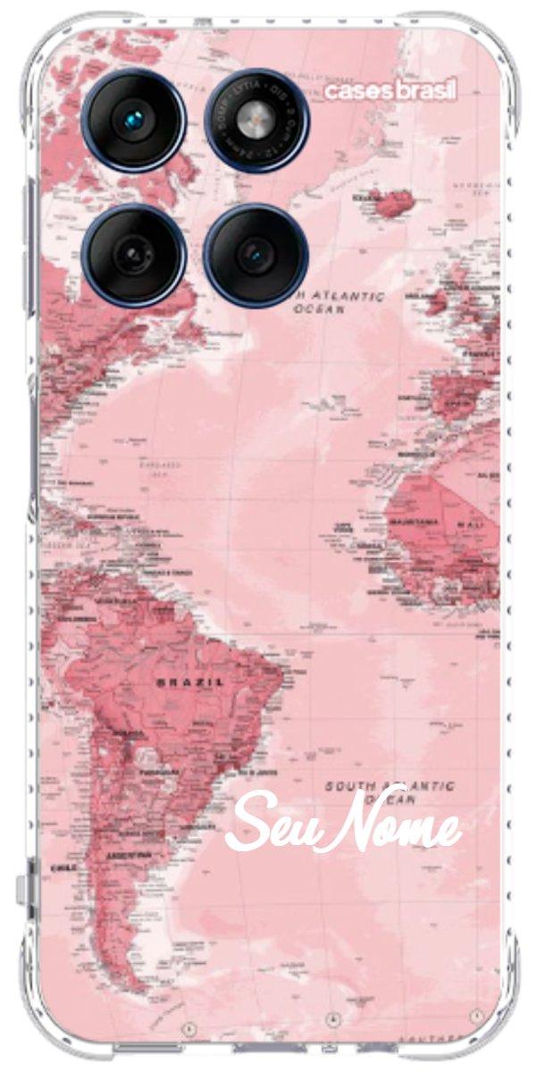 Capinha para Celular Mapa-Múndi Aquarela Rose