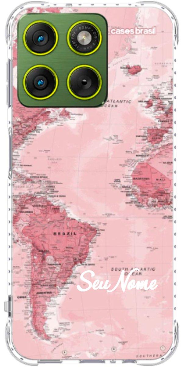 Capinha para Celular Mapa-Múndi Aquarela Rose