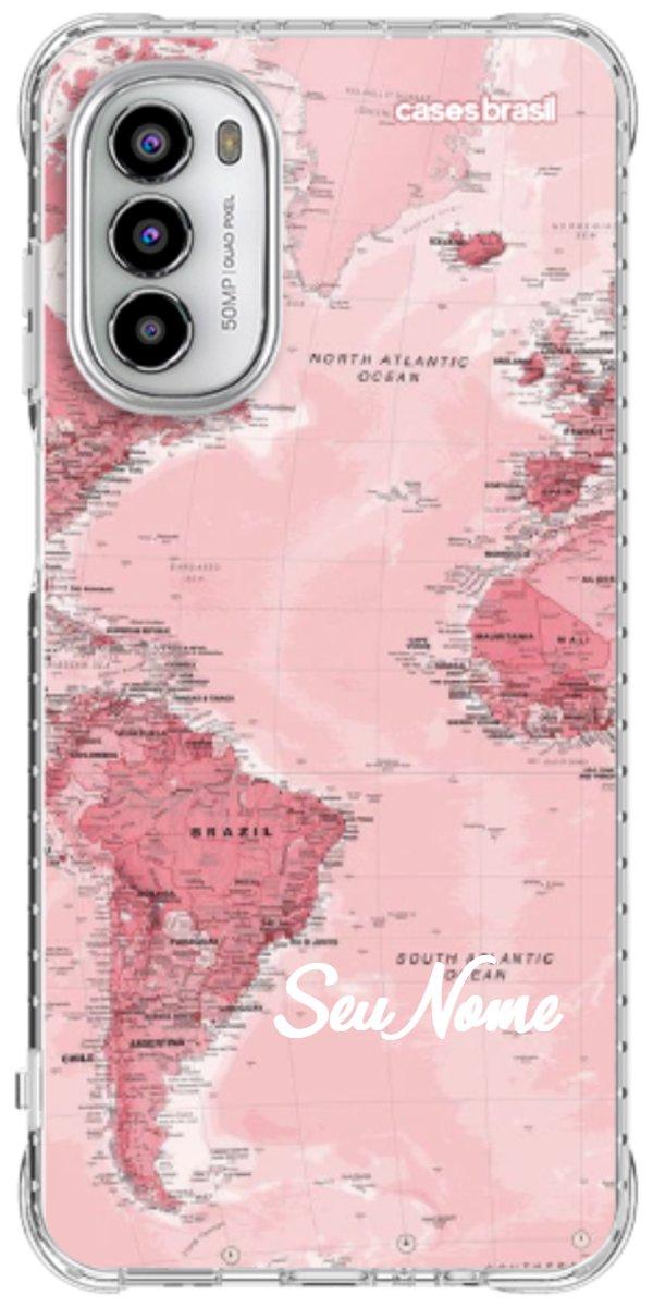 Capinha para Celular Mapa-Múndi Aquarela Rose
