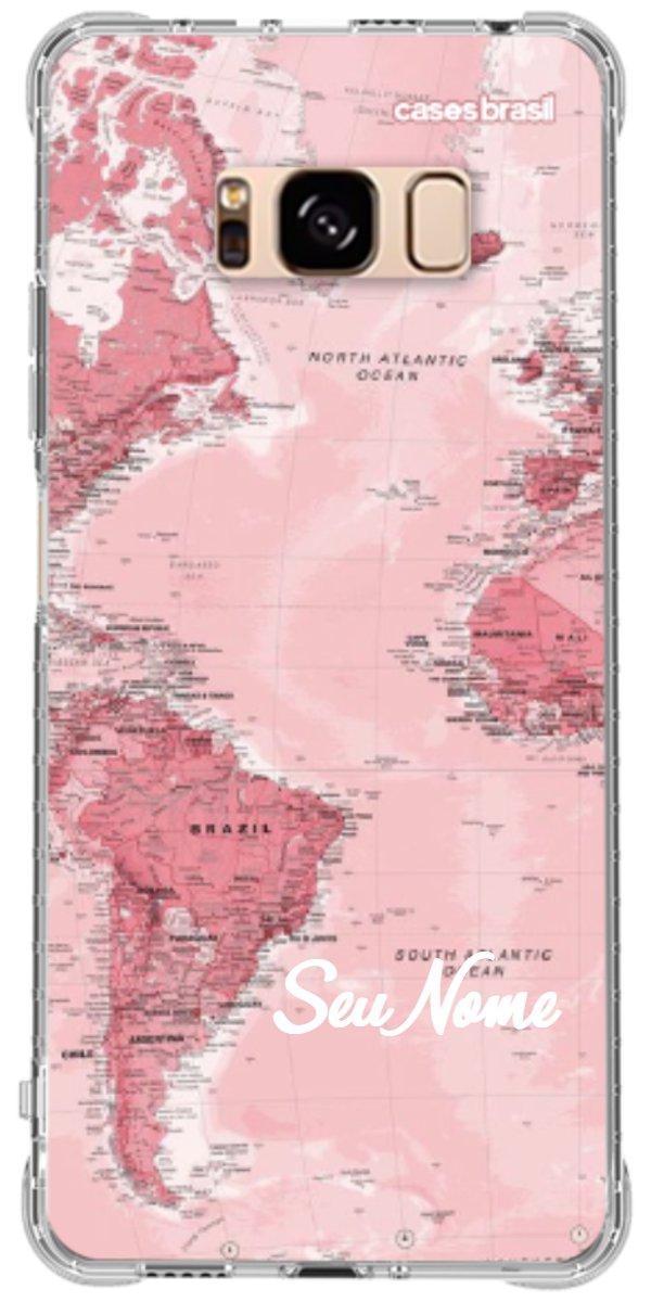 Capinha para Celular Mapa-Múndi Aquarela Rose