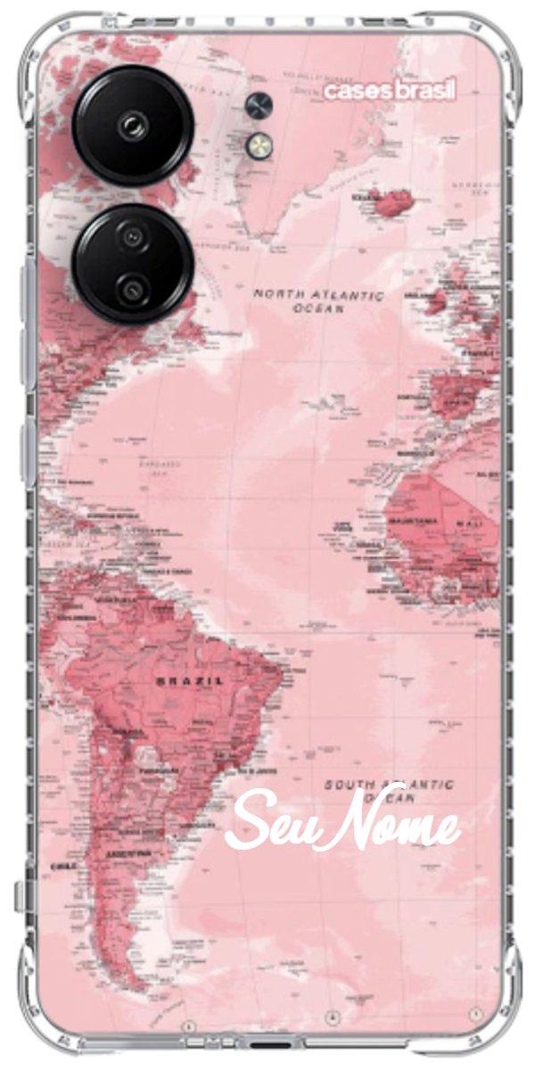 Capinha para Celular Mapa-Múndi Aquarela Rose