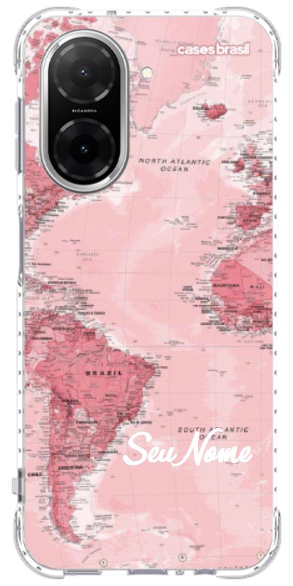 Capinha para Celular Mapa-Múndi Aquarela Rose