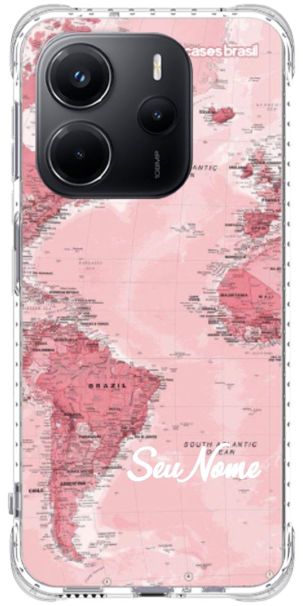 Capinha para Celular Mapa-Múndi Aquarela Rose