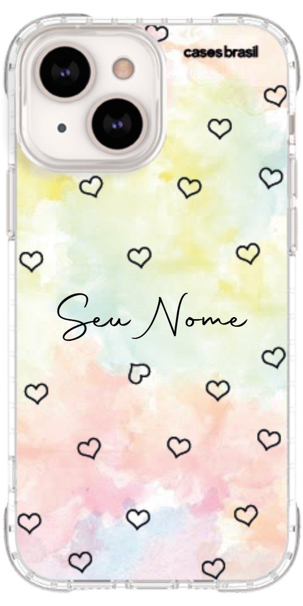 Capinha para Celular Corações Aquarela