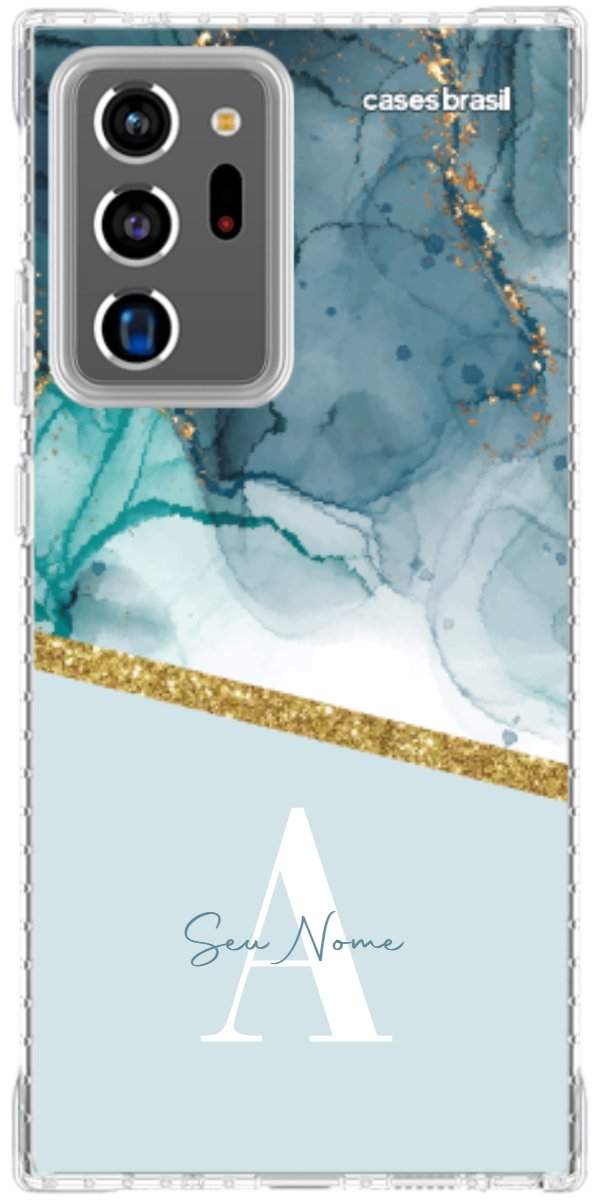 Capinha para Celular Mármore Aqua Dourada
