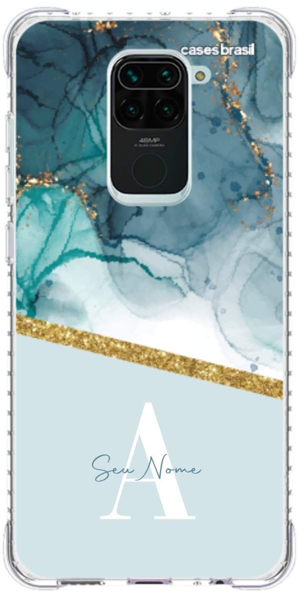 Capinha para Celular Mármore Aqua Dourada