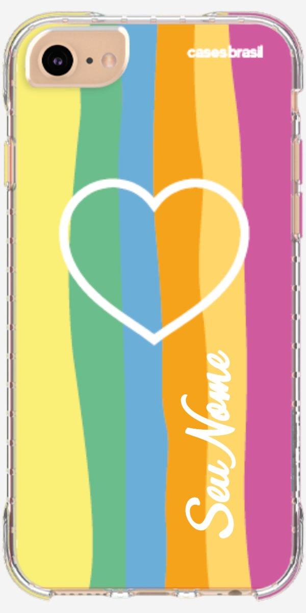 Capinha para Celular Coração delicado Arco-íris Vertical