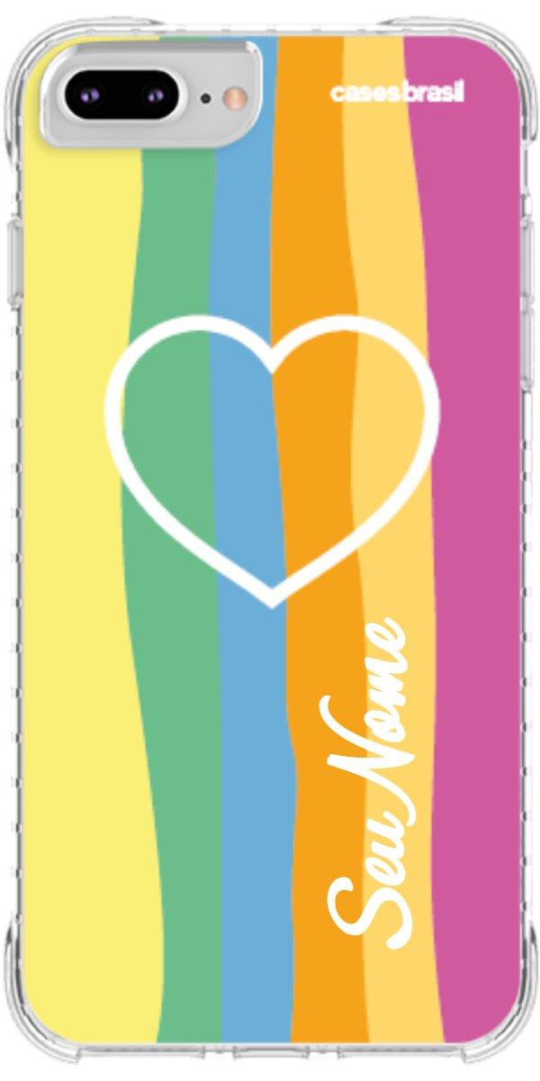 Capinha para Celular Coração delicado Arco-íris Vertical