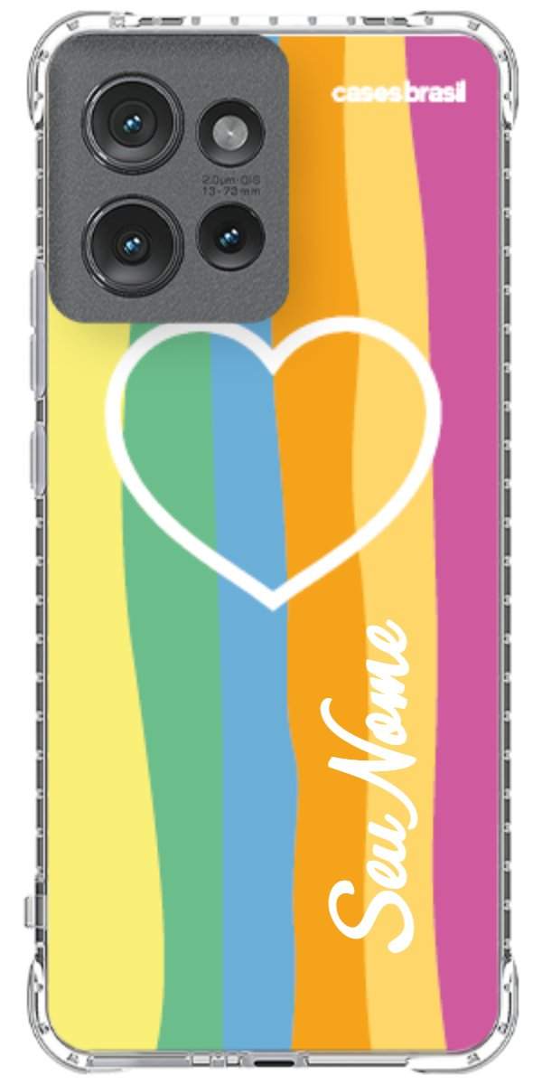 Capinha para Celular Coração delicado Arco-íris Vertical
