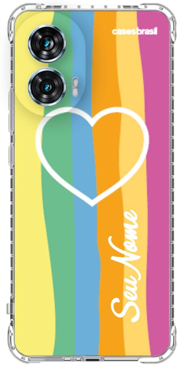 Capinha para Celular Coração delicado Arco-íris Vertical