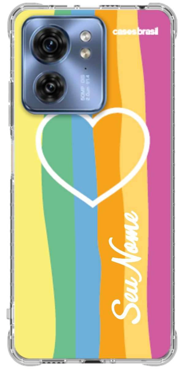 Capinha para Celular Coração delicado Arco-íris Vertical