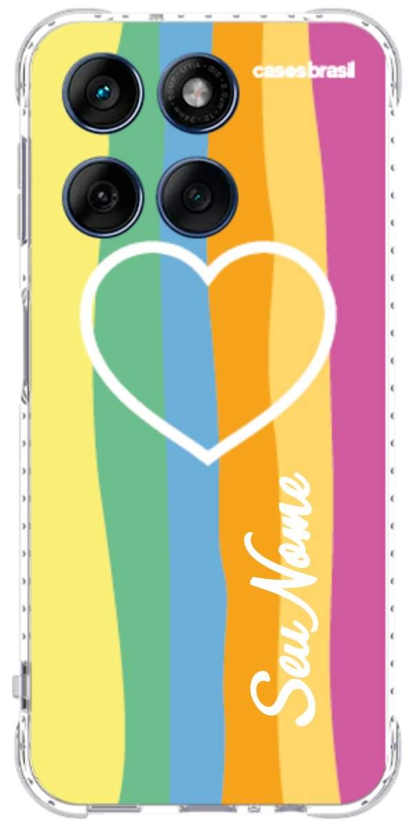 Capinha para Celular Coração delicado Arco-íris Vertical