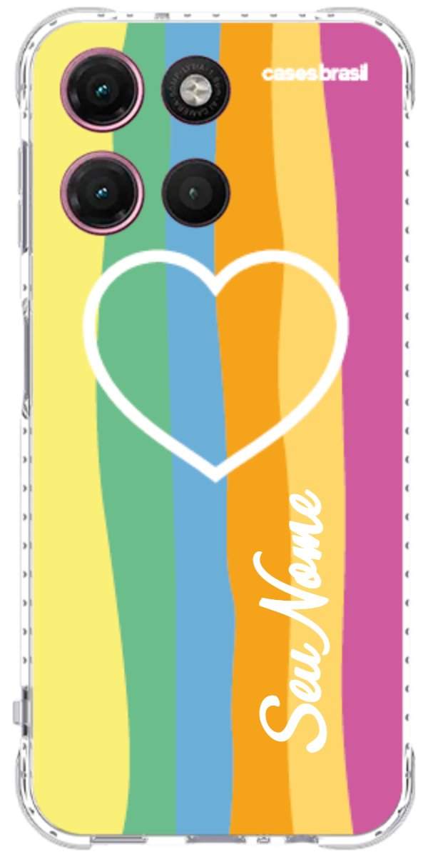 Capinha para Celular Coração delicado Arco-íris Vertical